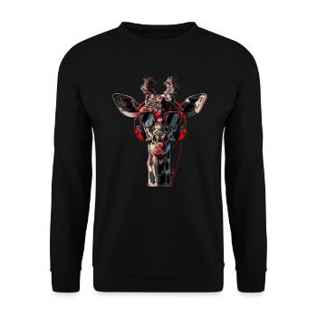 Giraffen Motiv Tier Tierliebhaber Kopfhörer Kunst - Unisex Pullover - Schwarz - Vorne - Alina (178cm) & Michal (187cm)