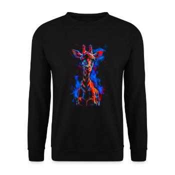 Giraffen Motiv Tier Tierliebhaber Wildlife Safari - Unisex Pullover - Schwarz - Vorne - Alina (178cm) & Michal (187cm)