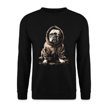 Lustige Französische Bulldogge Kunst Tier Hunde - Unisex Pullover - Schwarz - Vorne - Alina (178cm) & Michal (187cm)