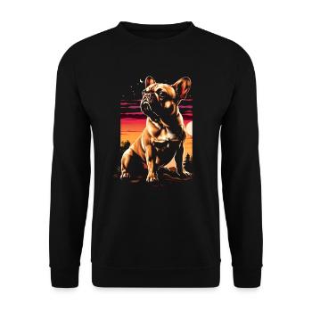 Lustige Französische Bulldogge Kunst Tier Hunde - Unisex Pullover - Schwarz - Vorne - Alina (178cm) & Michal (187cm)
