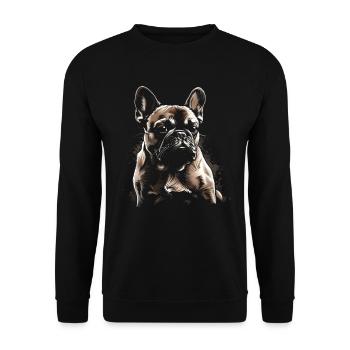 Lustige Französische Bulldogge Kunst Tier Hunde - Unisex Pullover - Schwarz - Vorne - Alina (178cm) & Michal (187cm)