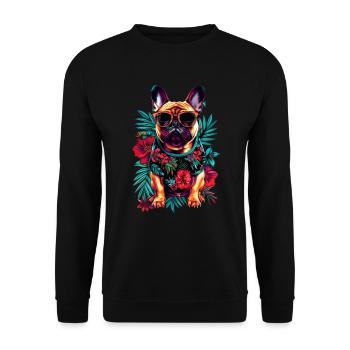 Lustige Französische Bulldogge Kunst Tier Hunde - Unisex Pullover - Schwarz - Vorne - Alina (178cm) & Michal (187cm)
