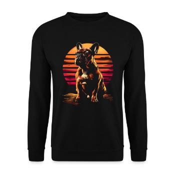 Lustige Französische Bulldogge Kunst Tier Hunde - Unisex Pullover - Schwarz - Vorne - Alina (178cm) & Michal (187cm)