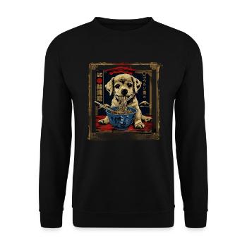 Motif Chien Manga Ramen Nouille Chien Anime Art - Sweat-shirt Unisexe - noir - Devant - Alina (178cm) & Michal (187cm)