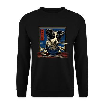 Motif Chien Manga Ramen Nouille Chien Anime Art - Sweat-shirt Unisexe - noir - Devant - Alina (178cm) & Michal (187cm)