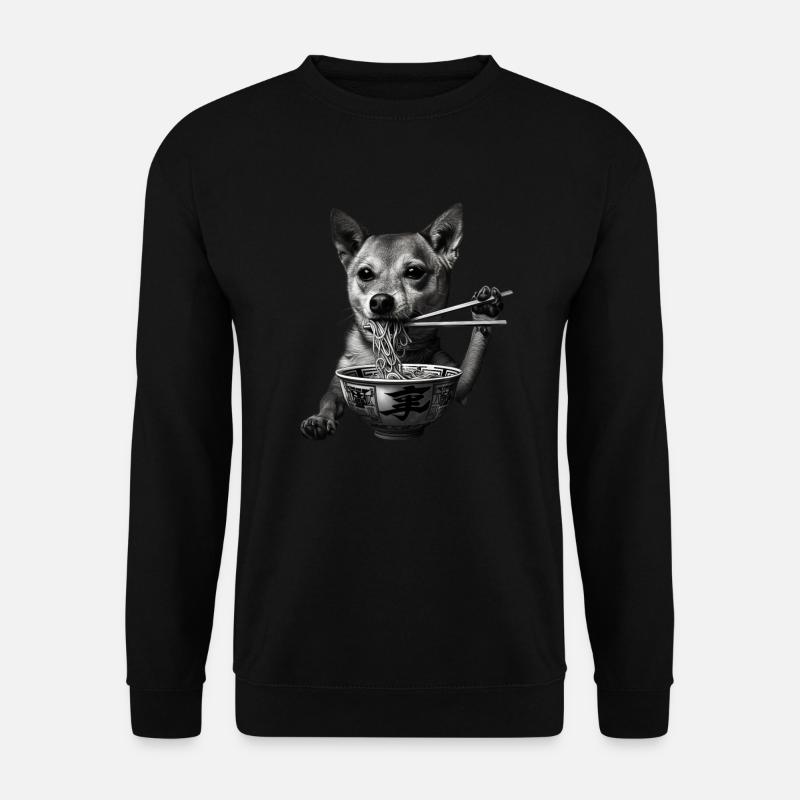 Hunde Motiv Manga Ramen Nudel Hund Anime Kunst - Unisex Pullover - Schwarz