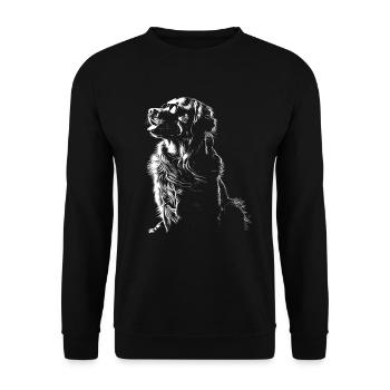 Hund Motiv Tier Tierliebhaber Hunde Kunst Golden - Unisex Pullover - Schwarz - Vorne - Alina (178cm) & Michal (187cm)