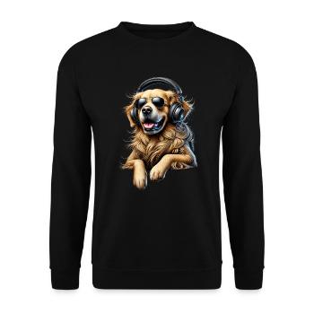 Lustige Golden Retriever Hund Kunst Hundebesitzer - Unisex Pullover - Schwarz - Vorne - Alina (178cm) & Michal (187cm)