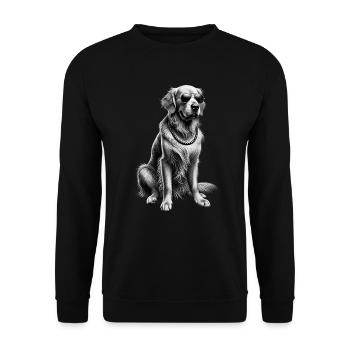 Lustige Golden Retriever Hund Kunst Hundebesitzer - Unisex Pullover - Schwarz - Vorne - Alina (178cm) & Michal (187cm)