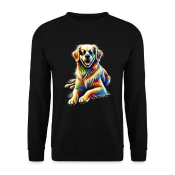 Lustige Golden Retriever Hund Kunst Hundebesitzer - Unisex Pullover - Schwarz - Vorne - Alina (178cm) & Michal (187cm)