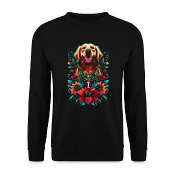 Lustige Golden Retriever Hund Kunst Hundebesitzer - Unisex Pullover - Schwarz - Vorne - Alina (178cm) & Michal (187cm)