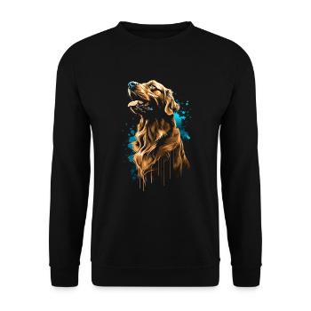 Lustige Golden Retriever Hund Kunst Hundebesitzer - Unisex Pullover - Schwarz - Vorne - Alina (178cm) & Michal (187cm)