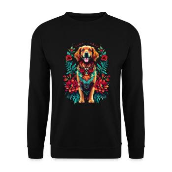 Lustige Golden Retriever Hund Kunst Hundebesitzer - Unisex Pullover - Schwarz - Vorne - Alina (178cm) & Michal (187cm)