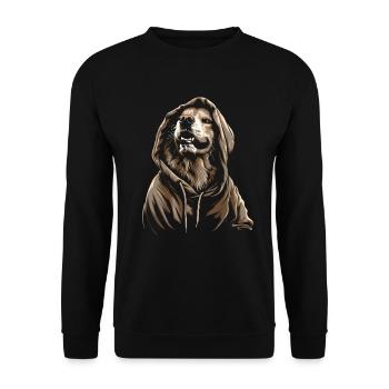 Lustige Golden Retriever Hund Kunst Hundebesitzer - Unisex Pullover - Schwarz - Vorne - Alina (178cm) & Michal (187cm)