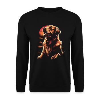 Lustige Golden Retriever Hund Kunst Hundebesitzer - Unisex Pullover - Schwarz - Vorne - Alina (178cm) & Michal (187cm)