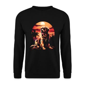 Lustige Golden Retriever Hund Kunst Hundebesitzer - Unisex Pullover - Schwarz - Vorne - Alina (178cm) & Michal (187cm)