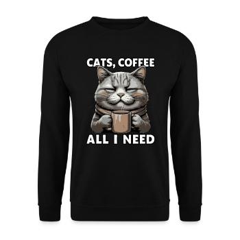 Drôle Chat Art Chat Propriétaire Chats Café - Sweat-shirt Unisexe - noir - Devant - Alina (178cm) & Michal (187cm)