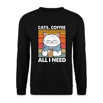 Drôle Chat Art Chat Propriétaire Chats Café - Sweat-shirt Unisexe - noir - Devant - Alina (178cm) & Michal (187cm)