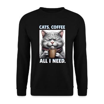 Drôle Chat Art Chat Propriétaire Chats Café - Sweat-shirt Unisexe - noir - Devant - Alina (178cm) & Michal (187cm)
