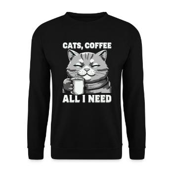Lustiges Katze Kunst Katzenbesitzer Katzen Kaffee - Unisex Pullover - Schwarz - Vorne - Alina (178cm) & Michal (187cm)