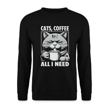 Drôle Chat Art Chat Propriétaire Chats Café - Sweat-shirt Unisexe - noir - Devant - Alina (178cm) & Michal (187cm)