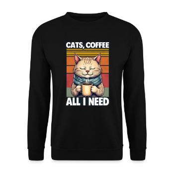 Drôle Chat Art Chat Propriétaire Chats Café - Sweat-shirt Unisexe - noir - Devant - Alina (178cm) & Michal (187cm)