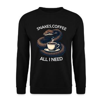 Funny Snake Art Snake Coffee Reptiles - Unisex Sweatshirt - black - Front - Alina (178cm) & Michal (187cm)