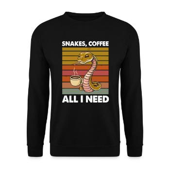 Funny Snake Art Snake Coffee Reptiles - Unisex Sweatshirt - black - Front - Alina (178cm) & Michal (187cm)