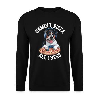 Funny Dog Gaming Pizza Gamer Gamer Gaming - Unisex Sweatshirt - black - Front - Alina (178cm) & Michal (187cm)