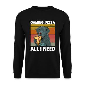 Funny Dog Gaming Pizza Gamer Gamer Gaming - Unisex Sweatshirt - black - Front - Alina (178cm) & Michal (187cm)