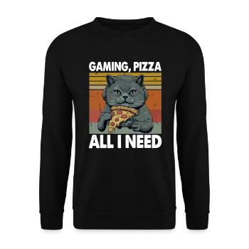 Drôles de chats Jeux Pizza Gamer Gamer Jeux - Sweat-shirt Unisexe - noir - Devant - Alina (178cm) & Michal (187cm)