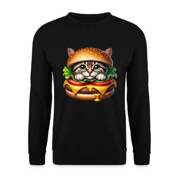 Cat Fast Food Burger Cats Hamburger Cat Lover - Unisex Sweatshirt - black - Front - Alina (178cm) & Michal (187cm)