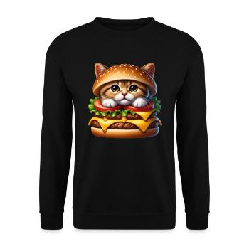 Cat Fast Food Burger Cats Hamburger Cat Lover - Unisex Sweatshirt - black - Front - Alina (178cm) & Michal (187cm)