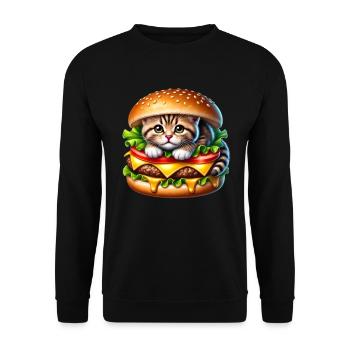 Cat Fast Food Burger Cats Hamburger Cat Lover - Unisex Sweatshirt - black - Front - Alina (178cm) & Michal (187cm)