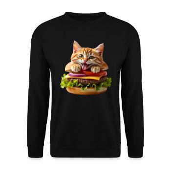 Cat Fast Food Burger Cats Hamburger Cat Lover - Unisex Sweatshirt - black - Front - Alina (178cm) & Michal (187cm)