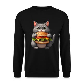 Cat Fast Food Burger Cats Hamburger Cat Lover - Unisex Sweatshirt - black - Front - Alina (178cm) & Michal (187cm)