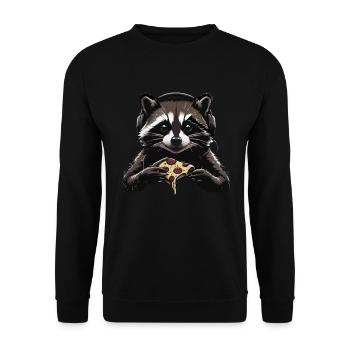 Funny Raccoon Gaming Pizza Gamer Gamer Gaming - Unisex Sweatshirt - black - Front - Alina (178cm) & Michal (187cm)