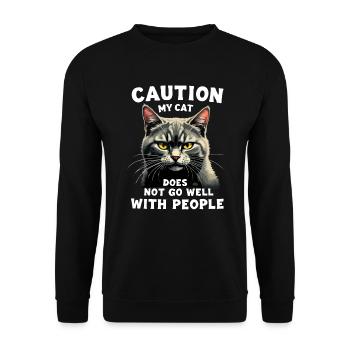 Drôle de chat Chat Propriétaire Chat de compagnie - Sweat-shirt Unisexe - noir - Devant - Alina (178cm) & Michal (187cm)
