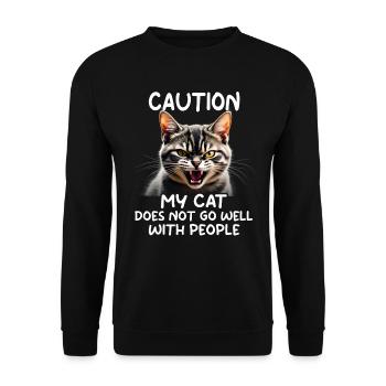 Drôle de chat Chat Propriétaire Chat de compagnie - Sweat-shirt Unisexe - noir - Devant - Alina (178cm) & Michal (187cm)