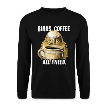 Funny Bird Coffee Zoo Retro Coffee All I Need - Unisex Sweatshirt - black - Front - Alina (178cm) & Michal (187cm)