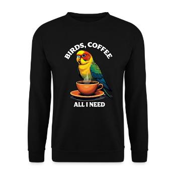 Funny Bird Coffee Zoo Retro Coffee All I Need - Unisex Sweatshirt - black - Front - Alina (178cm) & Michal (187cm)