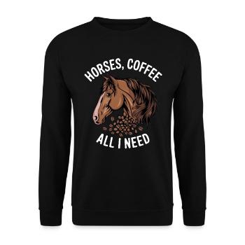 Lustiges Pferd Kunst Pferdebesitzer Pferde Kaffee - Unisex Pullover - Schwarz - Vorne - Alina (178cm) & Michal (187cm)