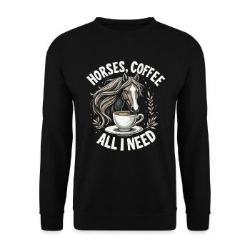 Lustiges Pferd Kunst Pferdebesitzer Pferde Kaffee - Unisex Pullover - Schwarz - Vorne - Alina (178cm) & Michal (187cm)