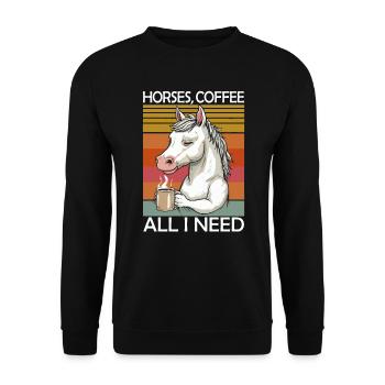 Lustiges Pferd Kunst Pferdebesitzer Pferde Kaffee - Unisex Pullover - Schwarz - Vorne - Alina (178cm) & Michal (187cm)