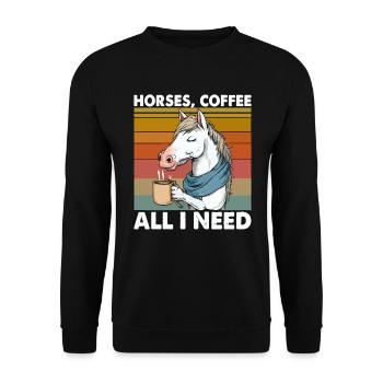 Lustiges Pferd Kunst Pferdebesitzer Pferde Kaffee - Unisex Pullover - Schwarz - Vorne - Alina (178cm) & Michal (187cm)