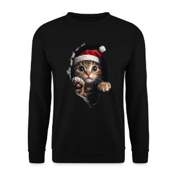 Chat Propriétaire Chats Noël Noël Chat - Sweat-shirt Unisexe - noir - Devant - Alina (178cm) & Michal (187cm)