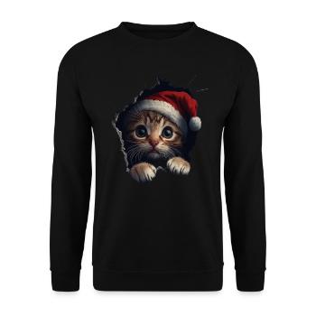 Chat Propriétaire Chats Noël Noël Chat - Sweat-shirt Unisexe - noir - Devant - Alina (178cm) & Michal (187cm)