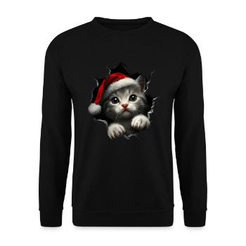 Cat Owner Cats Christmas Christmas Cat - Unisex Sweatshirt - black - Front - Alina (178cm) & Michal (187cm)