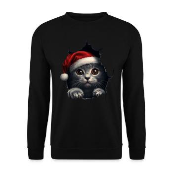 Chat Propriétaire Chats Noël Noël Chat - Sweat-shirt Unisexe - noir - Devant - Alina (178cm) & Michal (187cm)