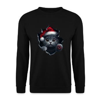 Chat Propriétaire Chats Noël Noël Chat - Sweat-shirt Unisexe - noir - Devant - Alina (178cm) & Michal (187cm)